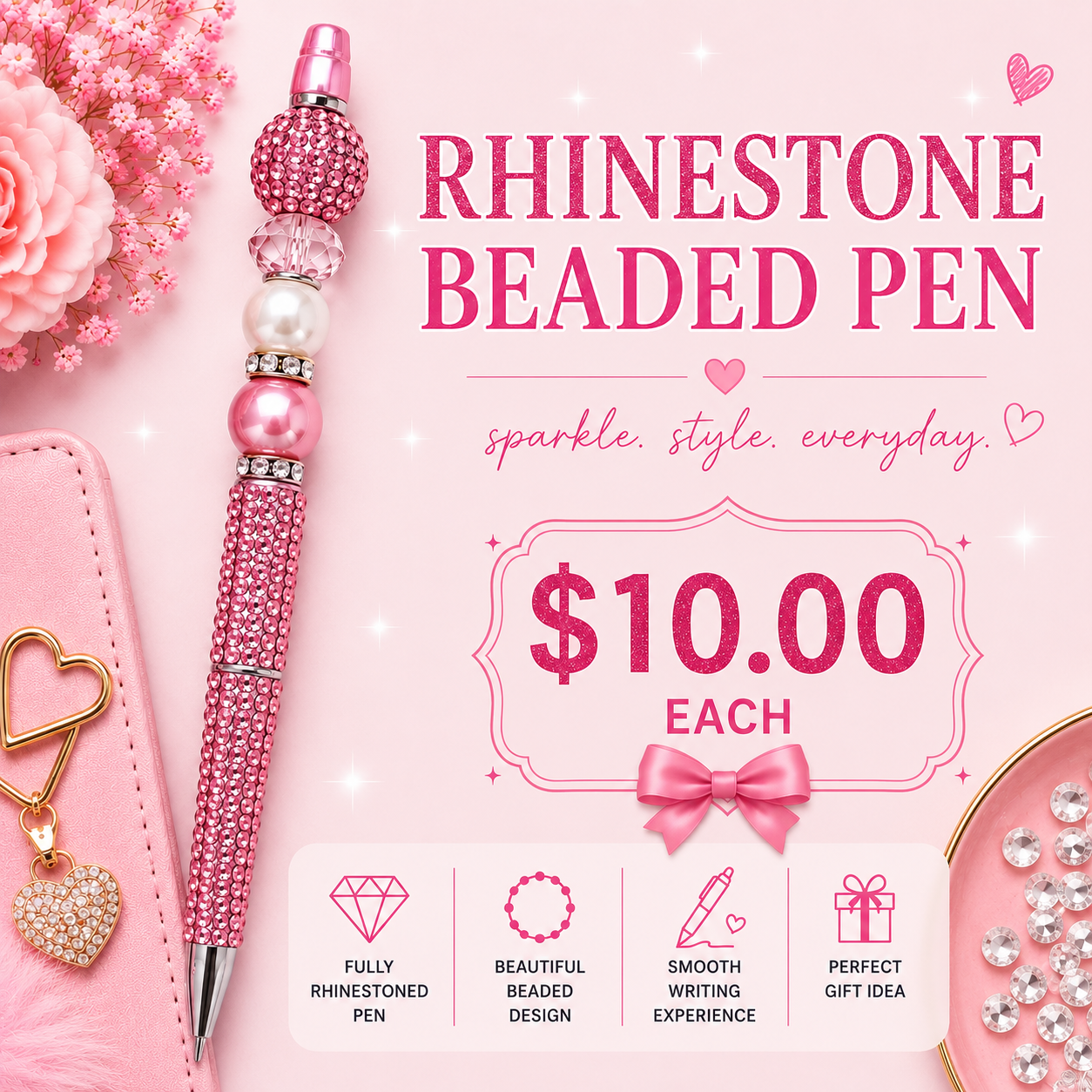Rhinestone Beaded Pen- Live Claim only