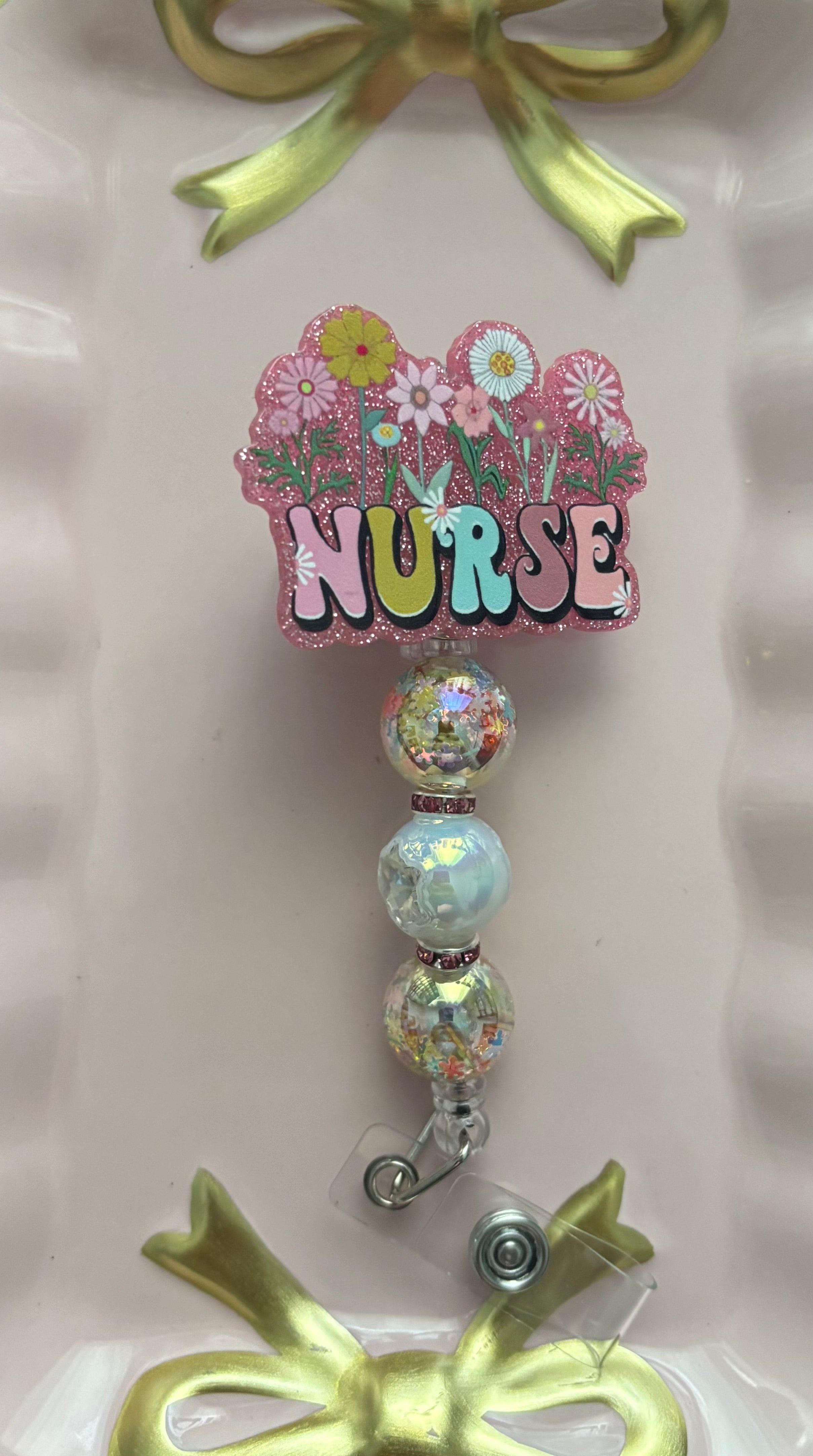 Nurse Beaded Badge Reel