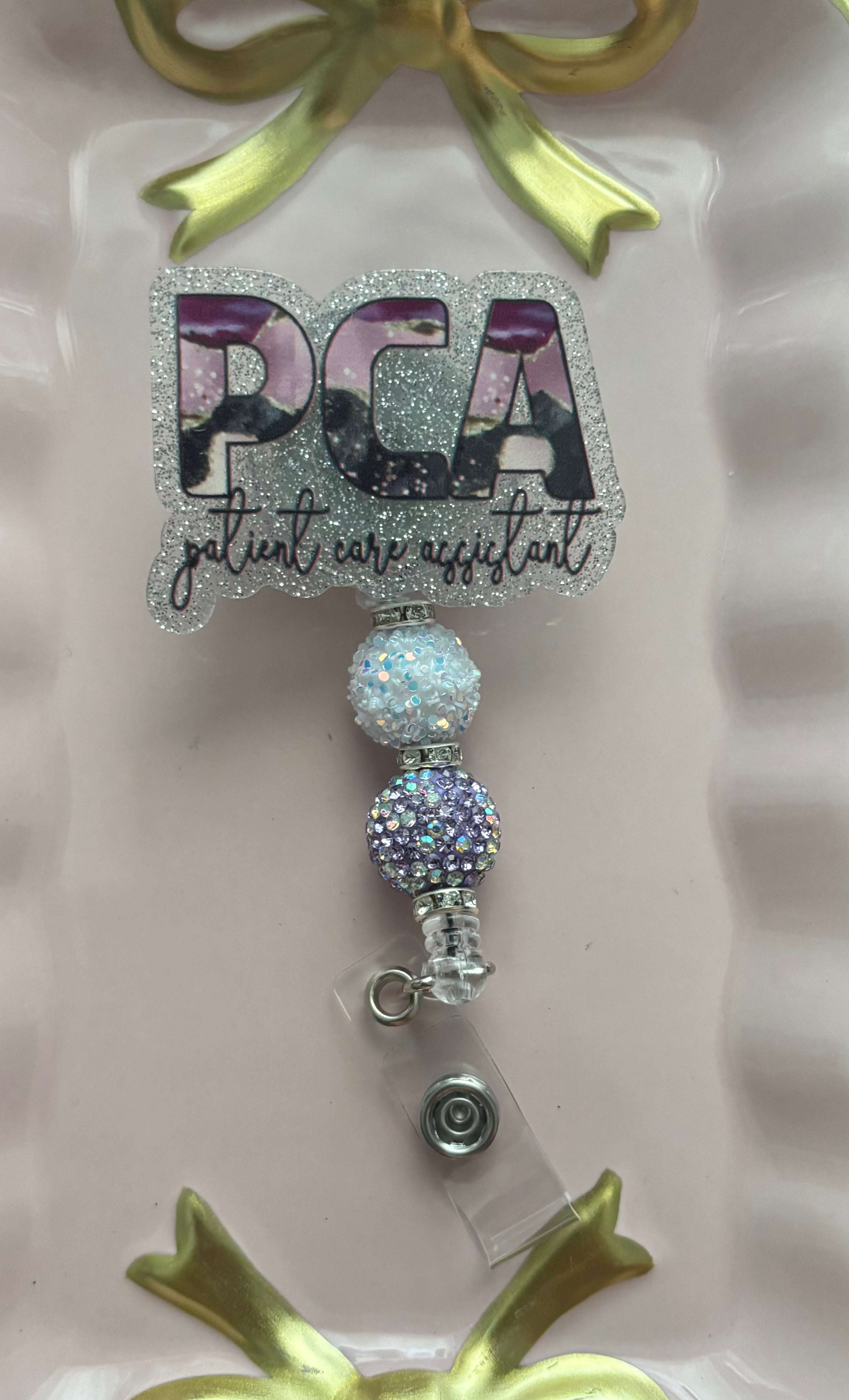 Patient Care Assistant Beaded Badge Reel